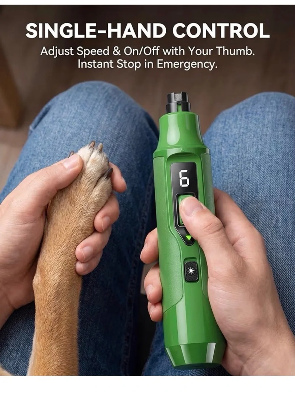 7-Speed Dog Nail Grinder with LED Light – Ultra Quiet Electric Pet Nail Trimmer